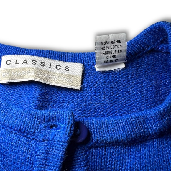 SOLD Blue Cardigan Sweater Dogs 1990s 2000s Vintage Marisa Christina Paw Prints - Picture 8 of 9